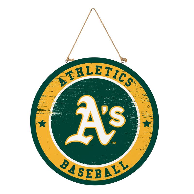 Athletics Wooden Door Decor Wall Sign - Multi-Color - 18 x 18