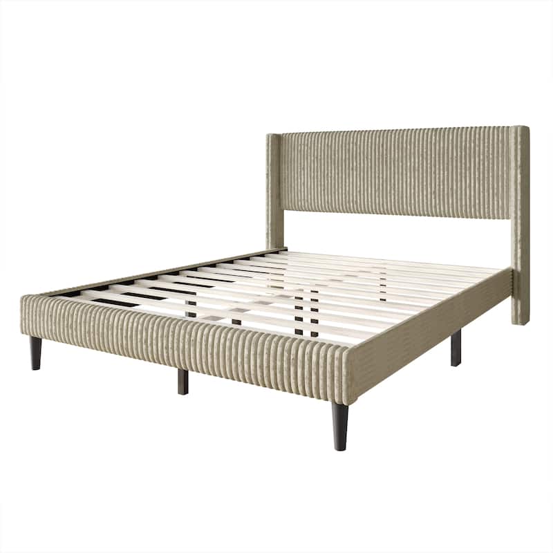 CraftPorch Modern Wingback Upholstered Velvet Bed