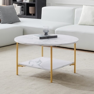 Modern Round Coffee Table with Storage Shelf - Bed Bath & Beyond - 35478145