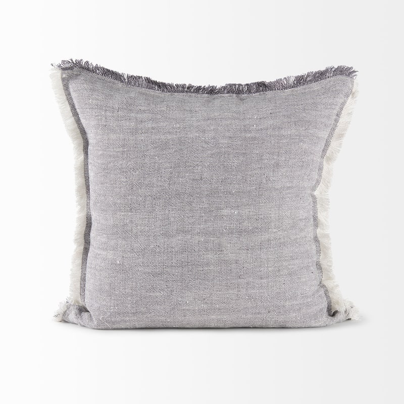Thais 13L x 21W Light Gray Fabric Fringed Decorative Pillow Cover