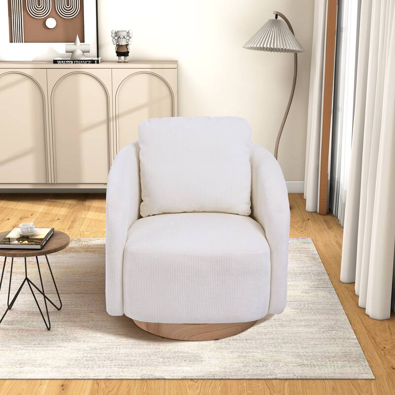 30.3"W Swivel Accent Barrel Chair and Comfy Round Accent Single Sofa Chair, 360 Degree Club Chair, Lounge Armchair for Room