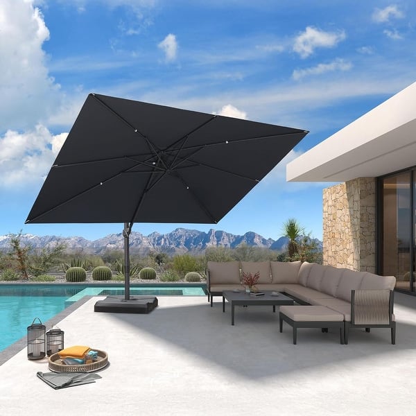 adjustable patio umbrellas PURPLE LEAF Patio Cantilever Umbrella Outdoor Adjustable Offset Umbrellas  with base - On Sale - Bed Bath & Beyond