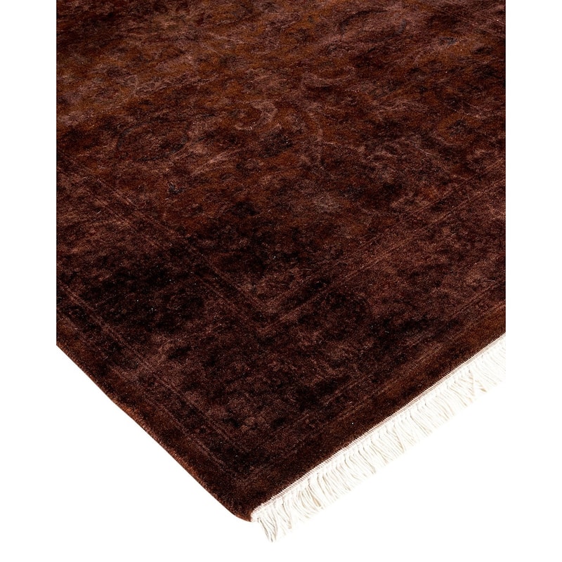 Overton Hand Knotted Wool Vintage Inspired Modern Contemporary Overdyed Brown Area Rug - 2' 7" x 4' 5"