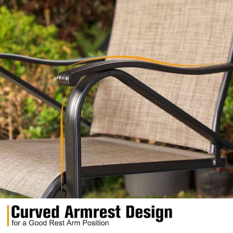 3-Piece Patio Dining Set, Small Square Coffee Table & C Spring Motion Chairs, Outdoor Conversation Sets