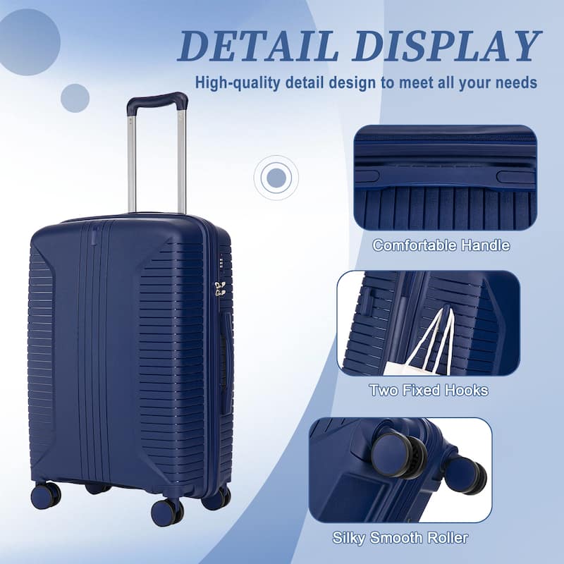 3-Piece, Modern Luggage Sets, Multi-functional Luggage with Spinner Spinner and Combination Lock, for Boarding Travel, Blue
