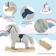 preview thumbnail 5 of 8, Kids Rocking Horse for Toddler 3-5, Plush Ride on Horse Wooden Rocker with Realistic Sounds, Gray - Light Gray