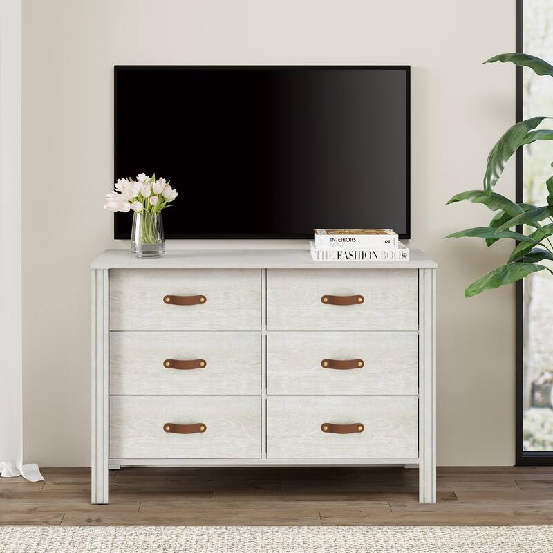 WAMPAT White Dresser for Bedroom, Large Long Dresser with Fabric Drawers, Kids Dressers & Chest of Drawers,