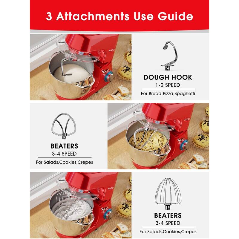 8.5 QT Double Handle Stand Mixer, 6 Speed with Pulse Electric Kitchen