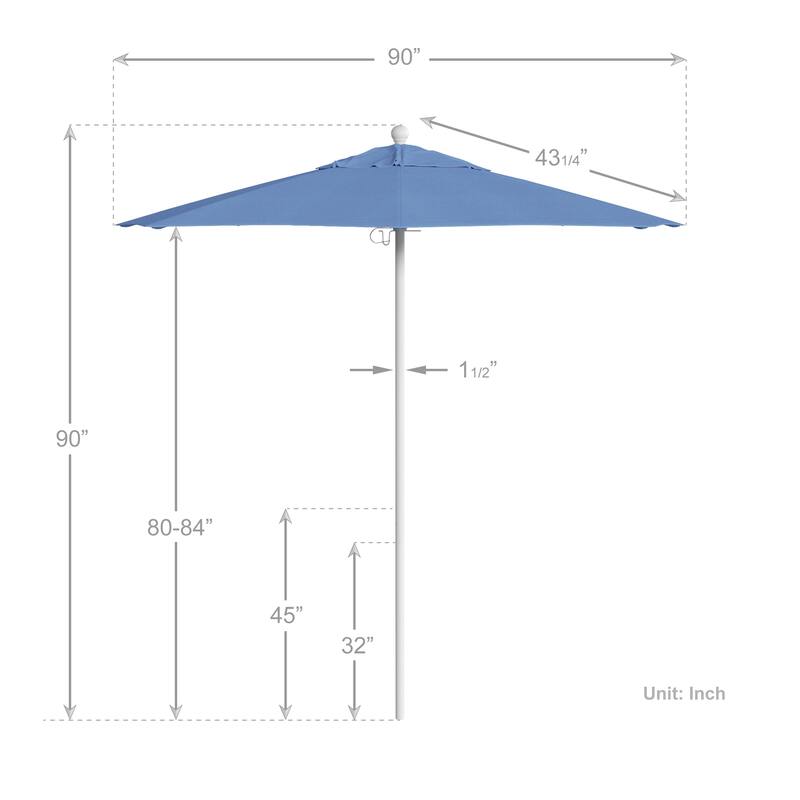 California Umbrella 7.5' Venture Series Patio Umbrella, White Aluminum Pole Fiberglass Ribs Push Lift, Pacifica Pacific Blue