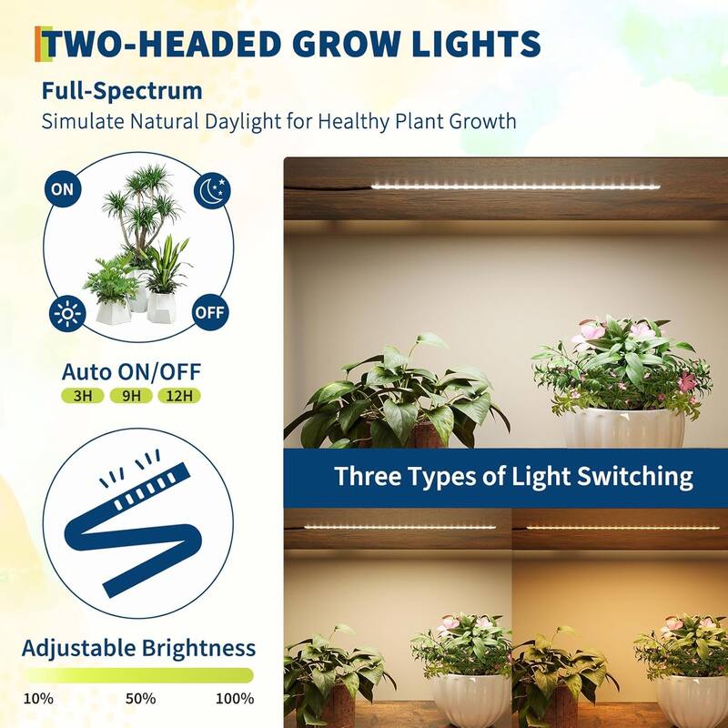 Plant Stand Indoor With Grow Lights, 6 Tiered Metal Plant Shelf With Wheels