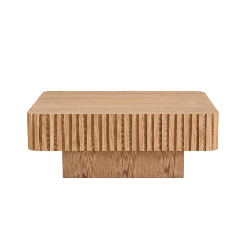 35.43 Inch Modern Handcraft Square Accent Coffee Table with Sturdy for Living Room