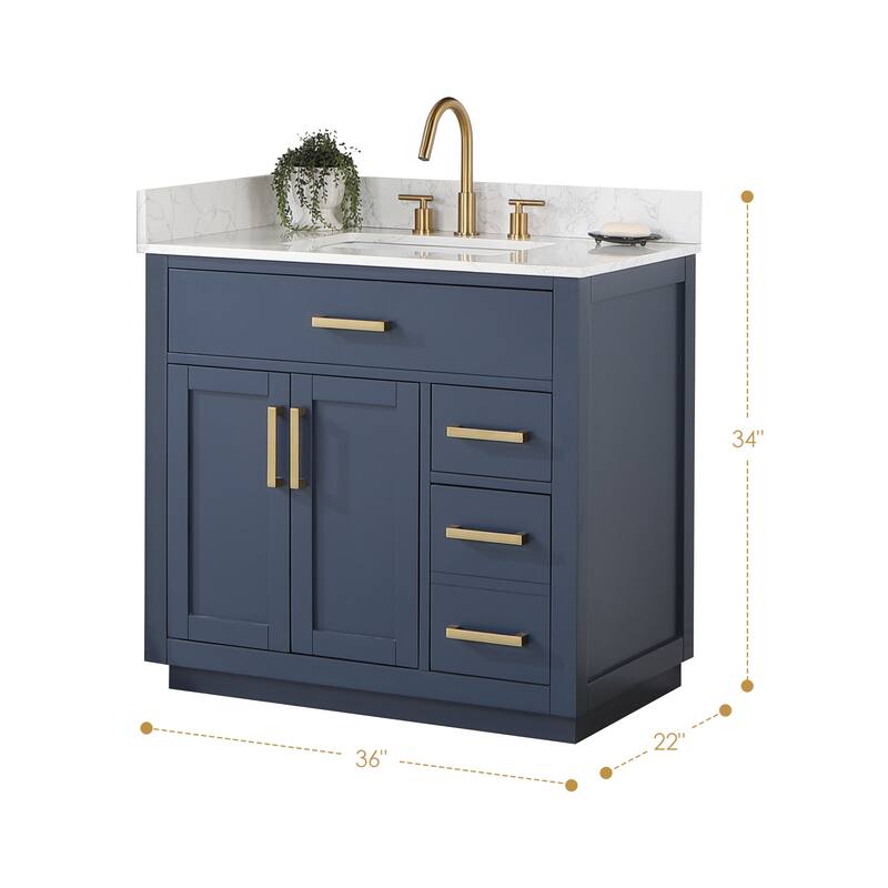 Altair Gavino Bath Vanity with Grain White Composite Stone Top and Mirror