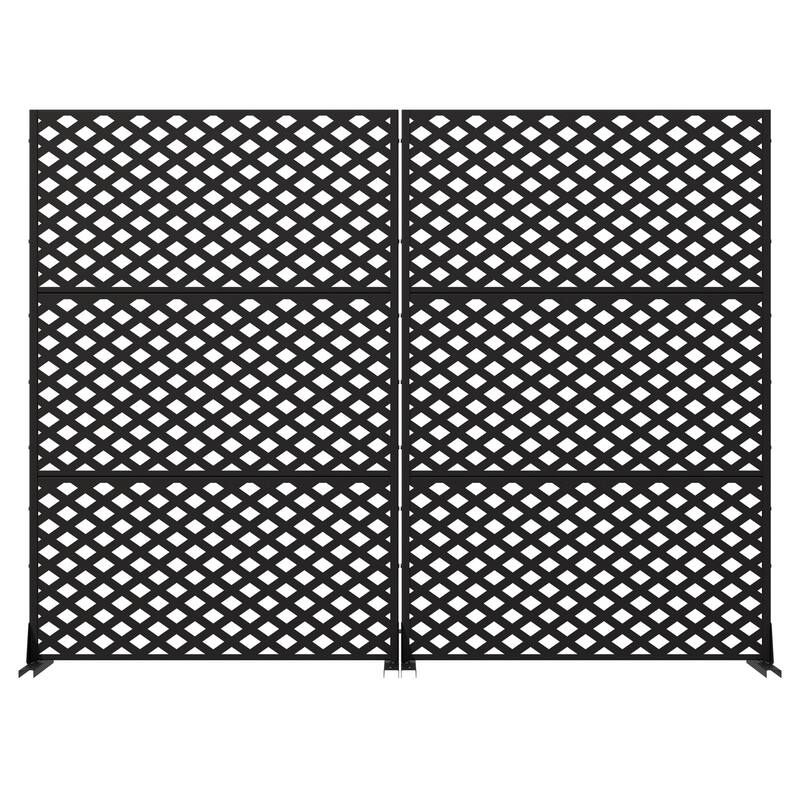 Outdoor Rectangle Privacy Screens Metal Screen Fence Panel Set of 2