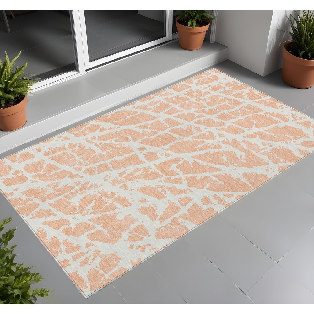Rave Modern Art-Inspired Weather Resistant Blended Style Outdoor Rug