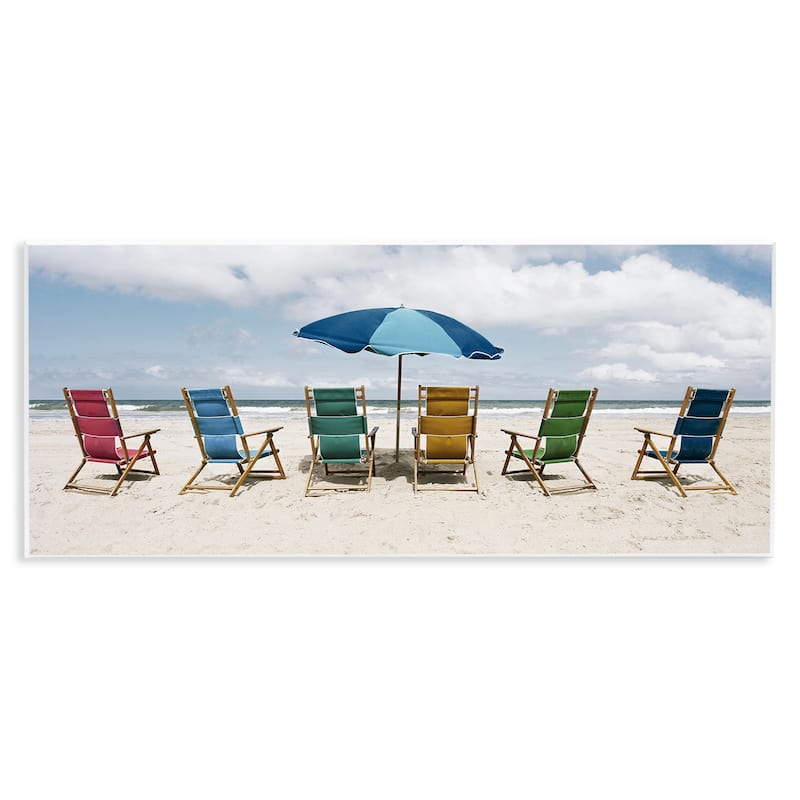 Stupell Colorful Beach Chairs Wall Plaque Art Design By Natalie Carpentieri - 17 x 7