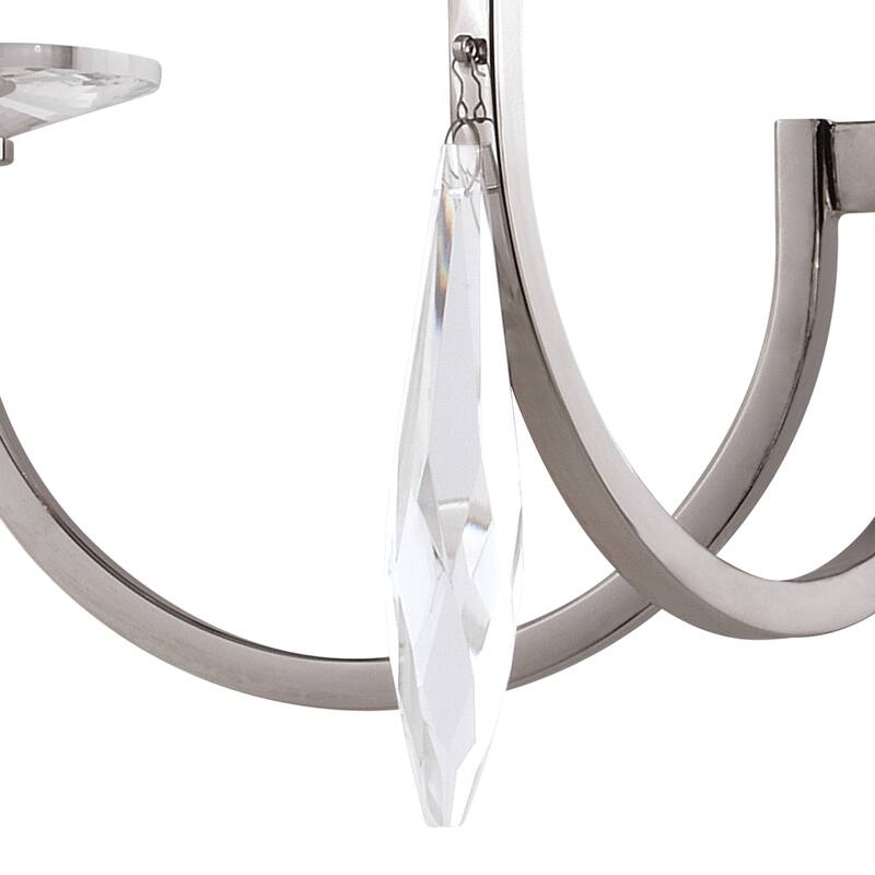 Hoyne 5 Light Crystal and Satin Nickel Candle Chandelier - 25-in W x 24.25-in H x 25-in D