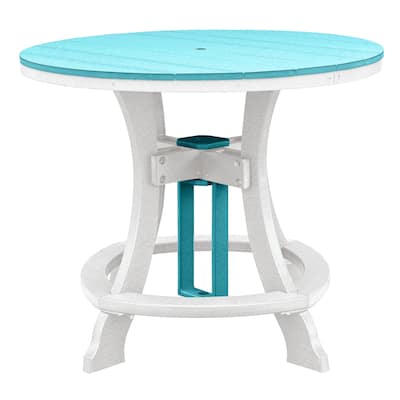 OS Home and Office Model Counter Height Round Table in Aruba Blue with White Base - N/A