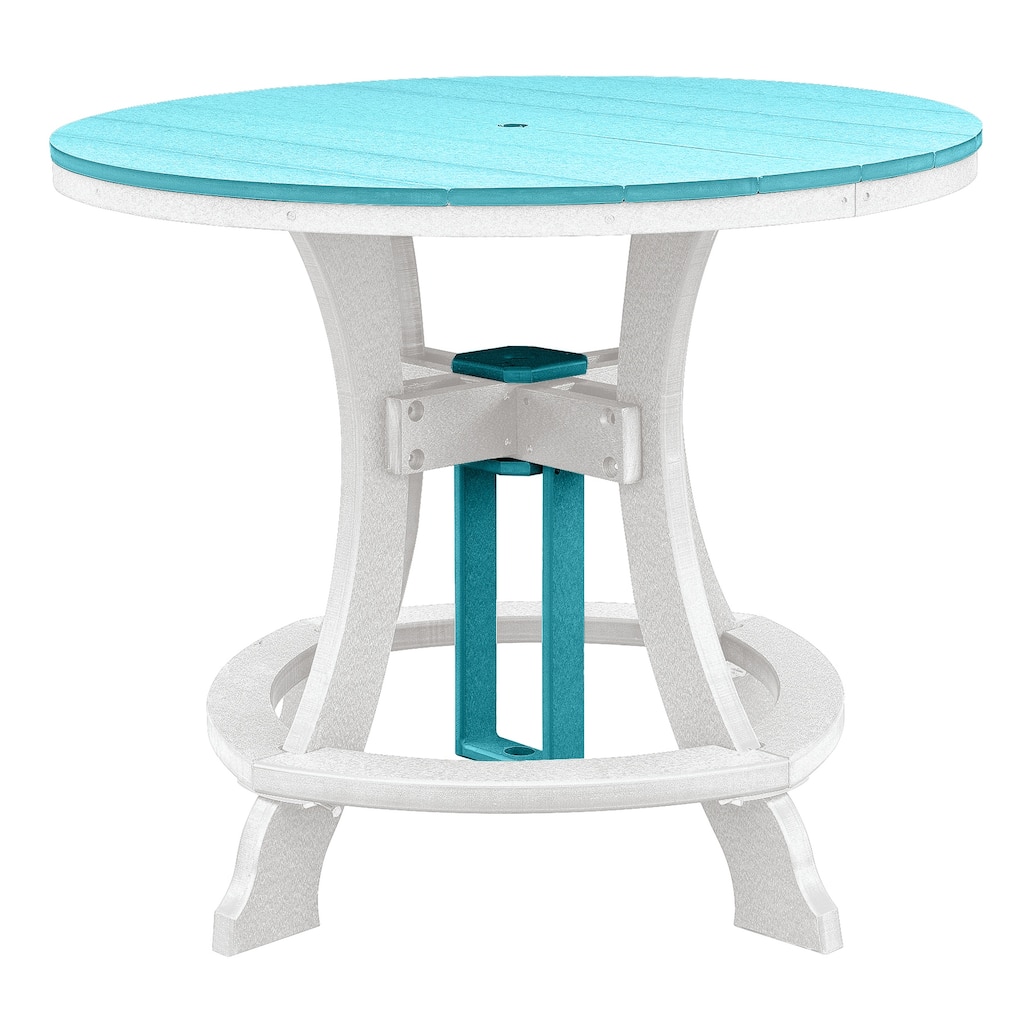 OS Home and Office Model Counter Height Round Table in Aruba Blue with White Base - N/A