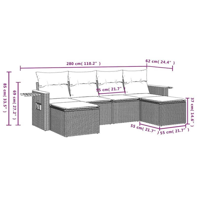 vidaXL Garden Sofa Set Gray - 21.7 x 21.7 x 14.6