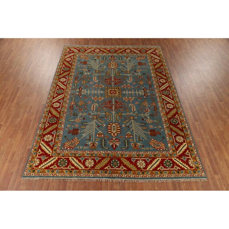 Light Blue Heriz Serapi Oriental Area Rug Handmade Wool Carpet - 8'10" x 11'11"