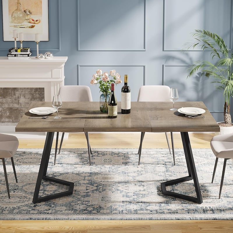 Modern Dining Table, White Faux Marble Small Kitchen Table for Family
