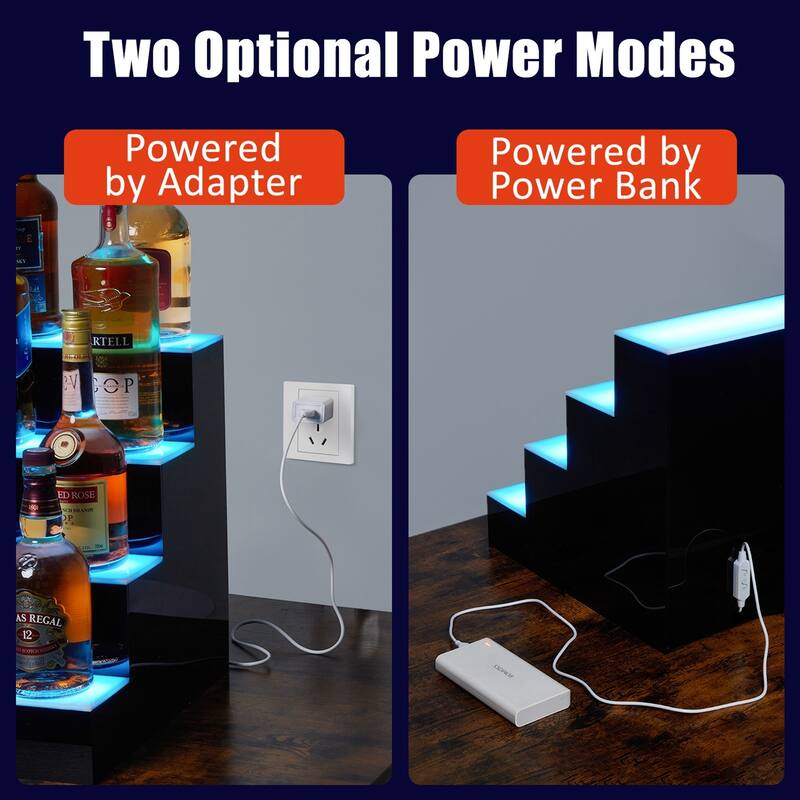 4-Step 16" Lighted Liquor Bottle Display Shelf with Remote APP Control
