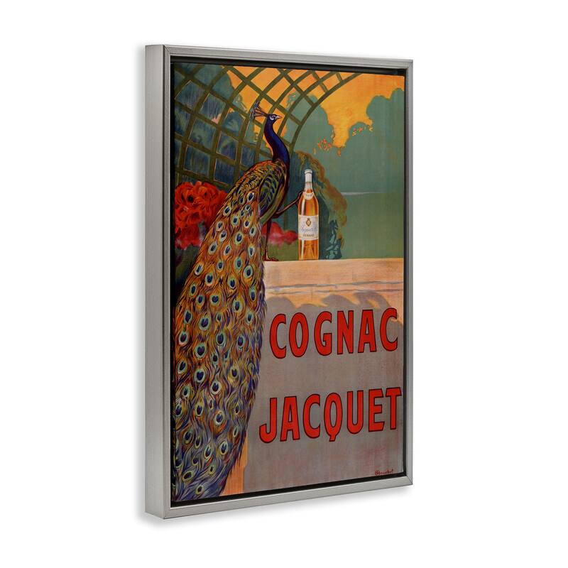Stupell Vintage Cognac & Peacock Framed Floater Canvas Wall Art Design By Marcus Jules