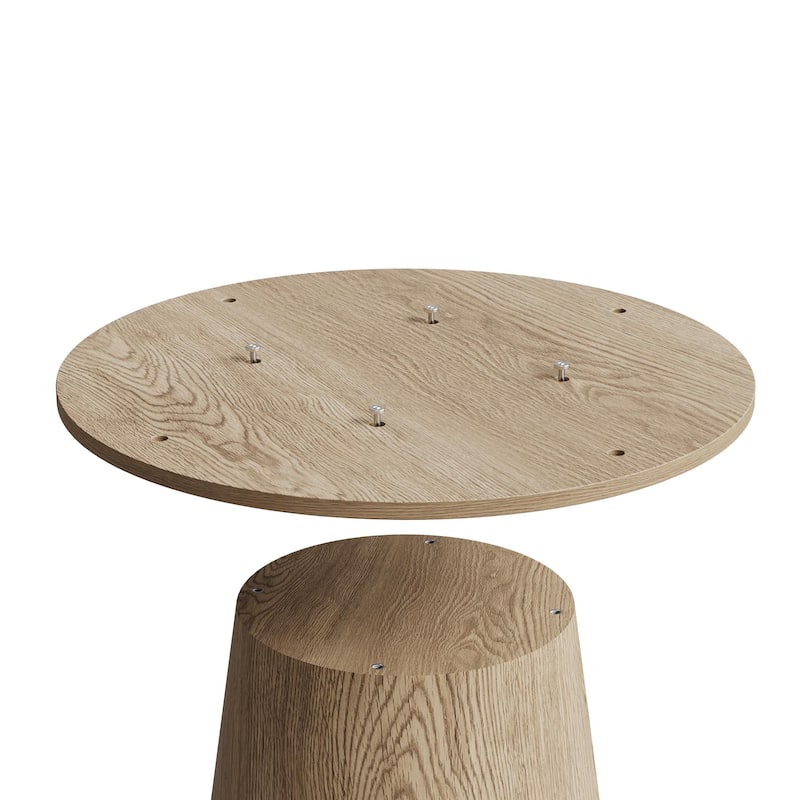 43 Inches Round Dining Table for 4 People, with Wooden Pedestal Base, Modern Dinner Table for Dining Room, Kitchen