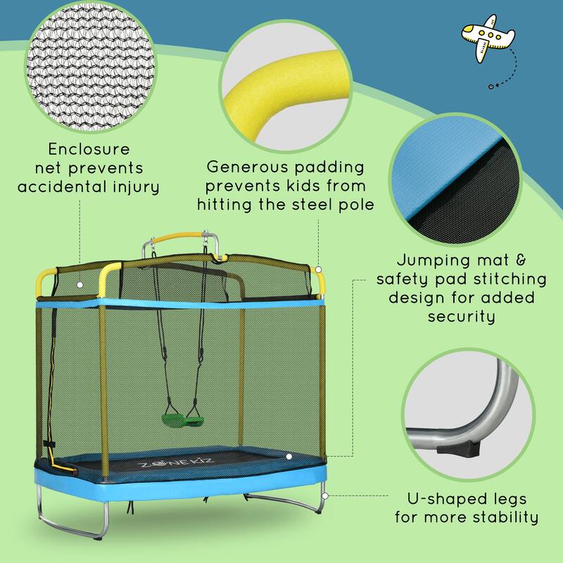 3in1 Trampoline with Enclosure, Swing, Gymnastics Bar, Toddler