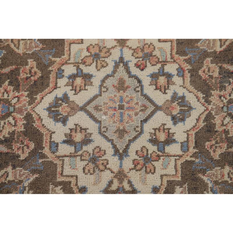 Pink Mashad Vintage Persian Area Rug Handmade Wool Carpet - 6'5" x 10'0"