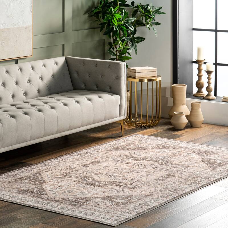 Nuloom Brielle SpinClean Machine Washable Vintage Medallion Area Rug
