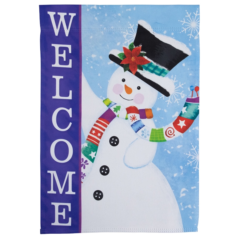 Snowman "Welcome" Christmas Outdoor Garden Flag - 18" x 12.5"
