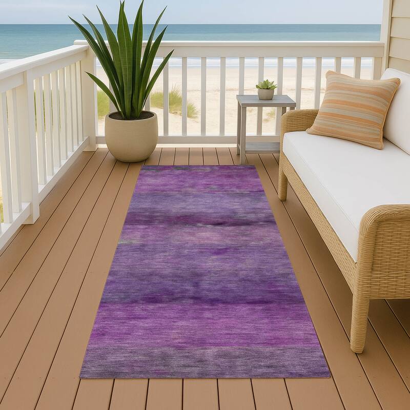 Machine Washable Indoor/ Outdoor Contemporary Ombre Chantille Rug - Purple - 2'3" x 7'6"