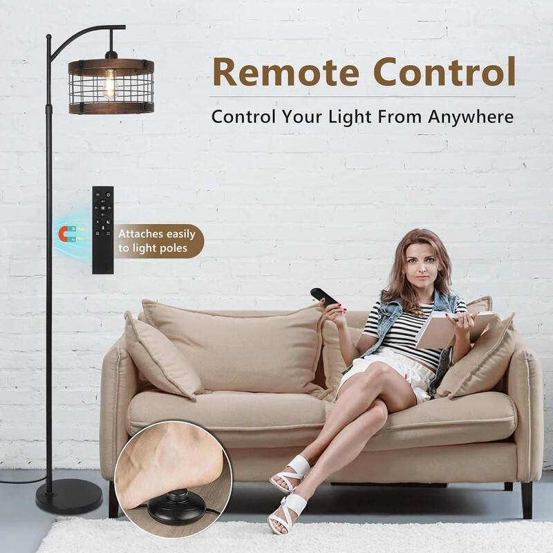 Arc Floor Lamp with Remote Control and Dimmable LED Bulb