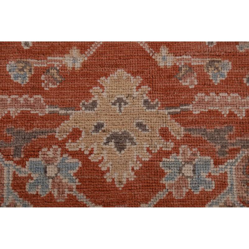 Hand Knotted Oriental 100% Wool Carpet Transitional All-Over Oranges & Rust Oushak Area Rug - 12' 4'' X 9' 3''