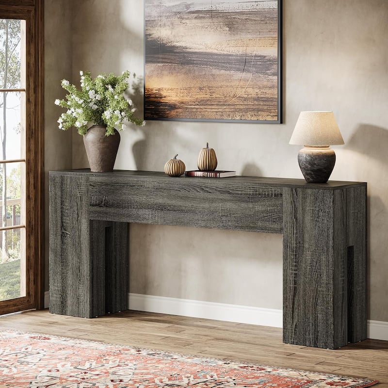 71'' Long Console Table for Entryway - Charcoal Black
