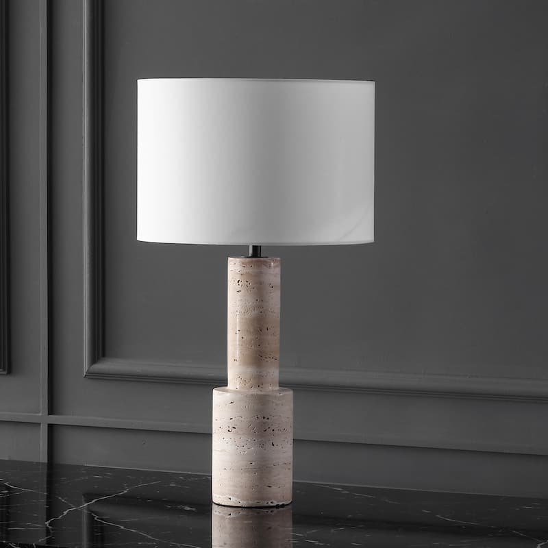 SAFAVIEH Couture Tywin Travertine Table Lamp - 15"W x 15"D x 27"H