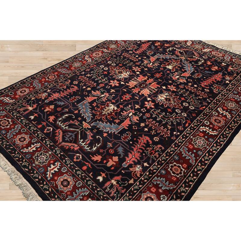 5'10''x8'6'' Hand Knotted Wool Navy Oushak Arts & Crafts Oriental Area Rug - 5' 10'' x 8' 6''