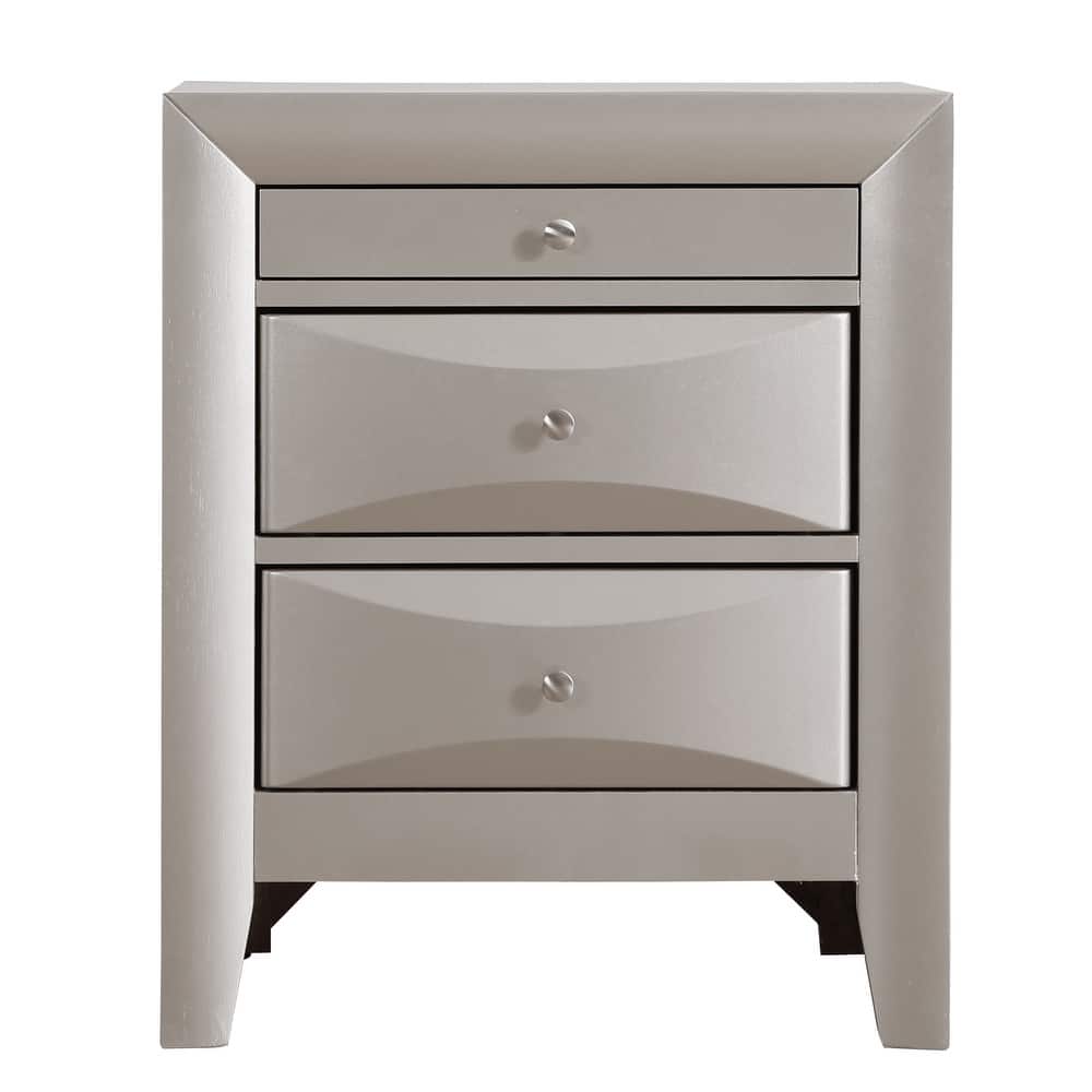 Modern 23-in Metal Knob 3-Drawer Wood Nightstand