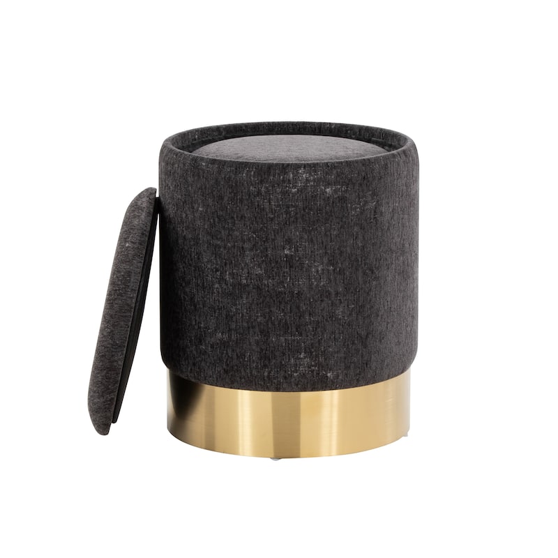 Marla Contemporary Nesting Ottoman Set in Gold Metal and Plush Fabric by LumiSource