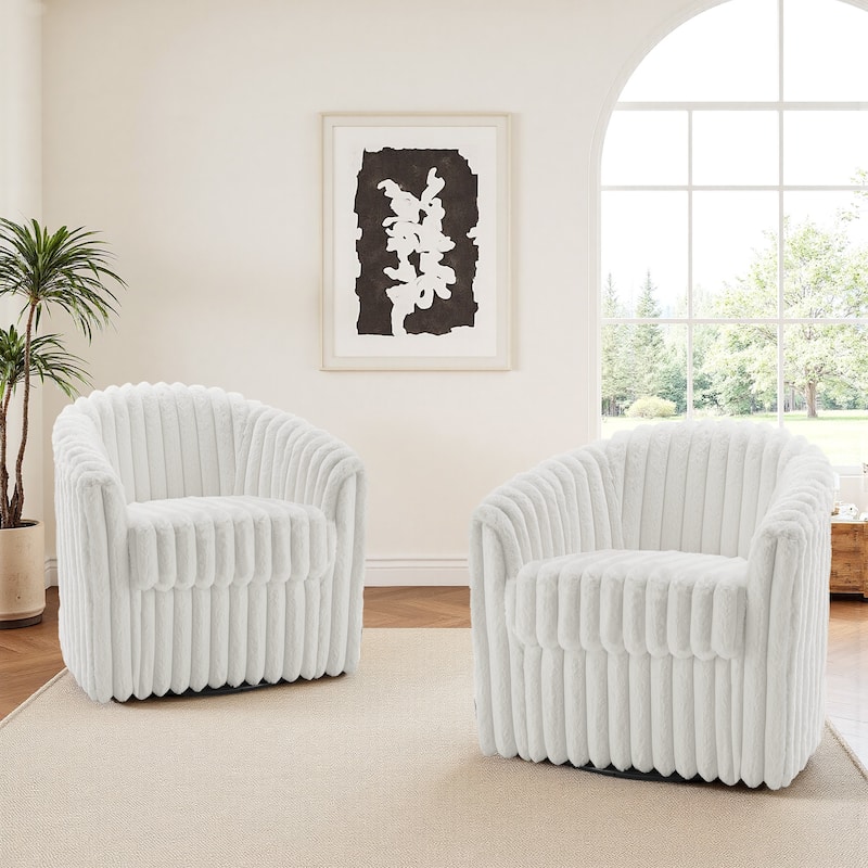 Single Sofa Armchair Swivel Barrel Chair (Set of 2)