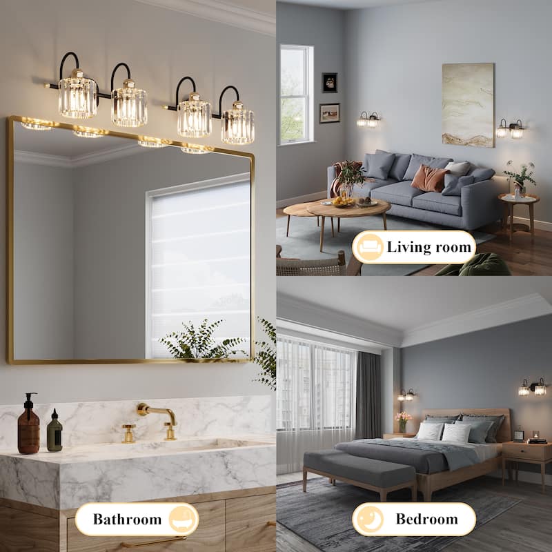 ExBrite Modern Rose Gold Dimmable Bathroom Crystal Vanity Lights
