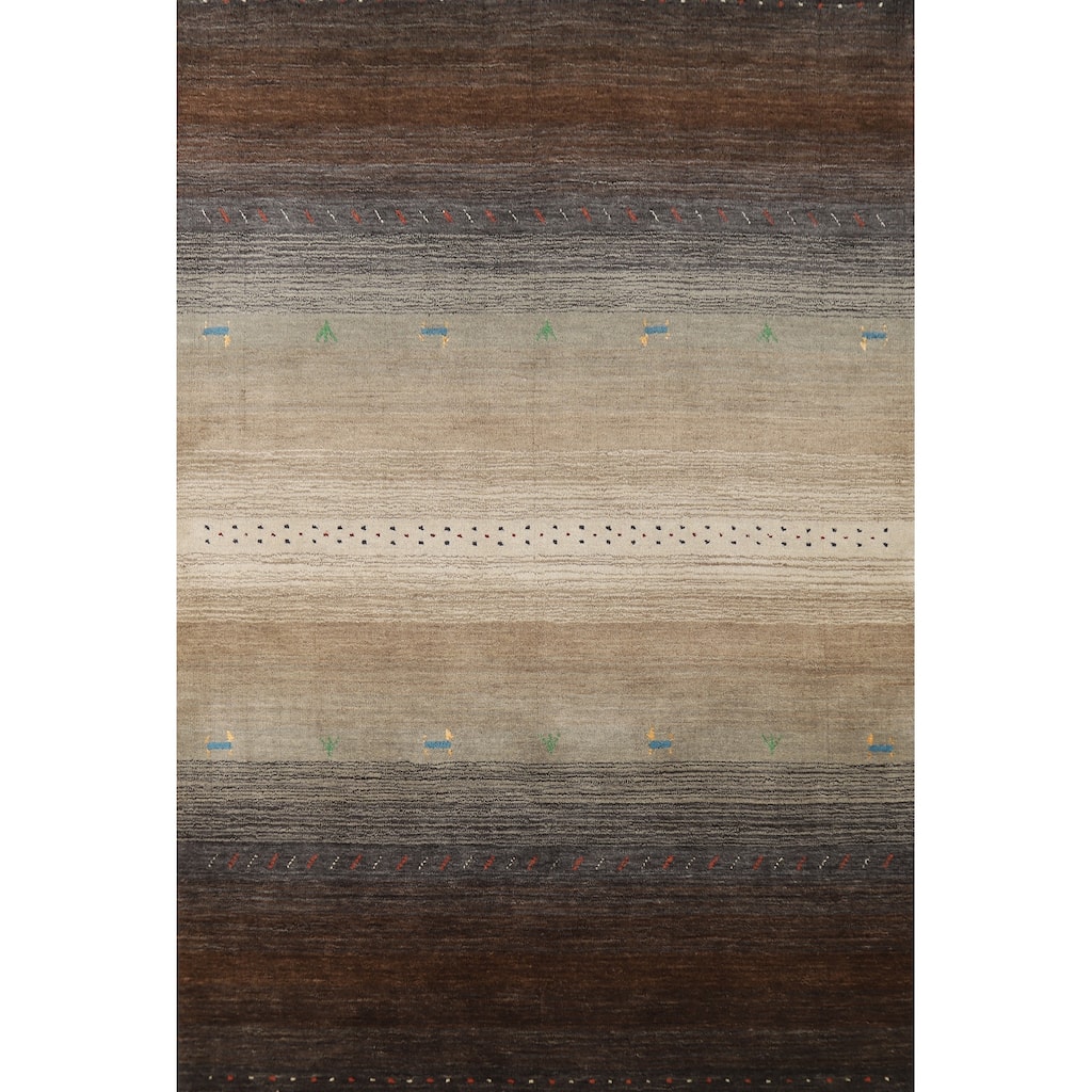 Hand Knotted Oriental 100% Wool Carpet Tribal Stripe Multi-Colored Gabbeh Area Rug - 5' 9'' X 4' 1''