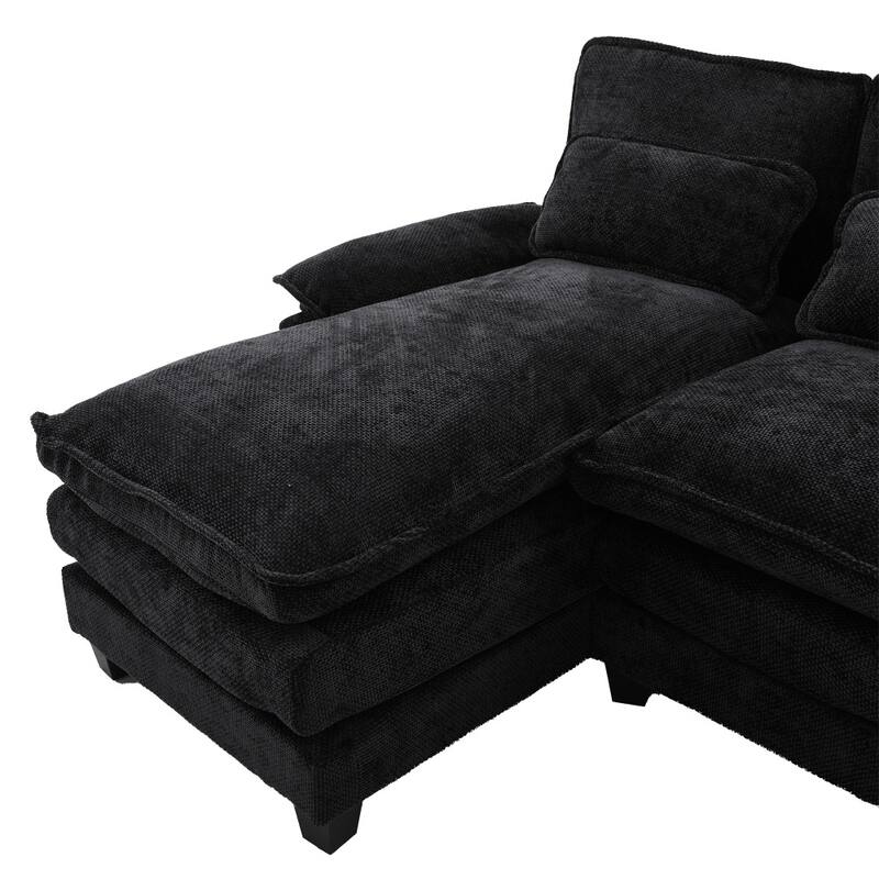 106.69" Modular U-shaped Sectional Sofa with Chaise Lounge and Ottoman, Pillows