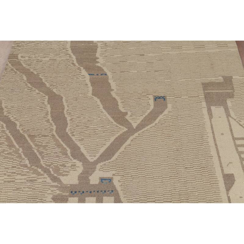 Beige Modern / Moroccan Area Rug Handmade Wool Carpet - 9'0"x 13'0"