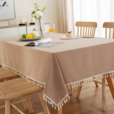 High Quality Washable Rectangle Cotton tablecloths, Wrinkle Resistant Washable Dining Room Table linen for Rectangle Table
