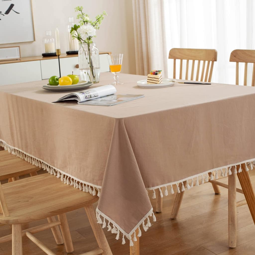 High Quality Washable Rectangle Cotton tablecloths, Wrinkle Resistant Washable Dining Room Table linen for Rectangle Table