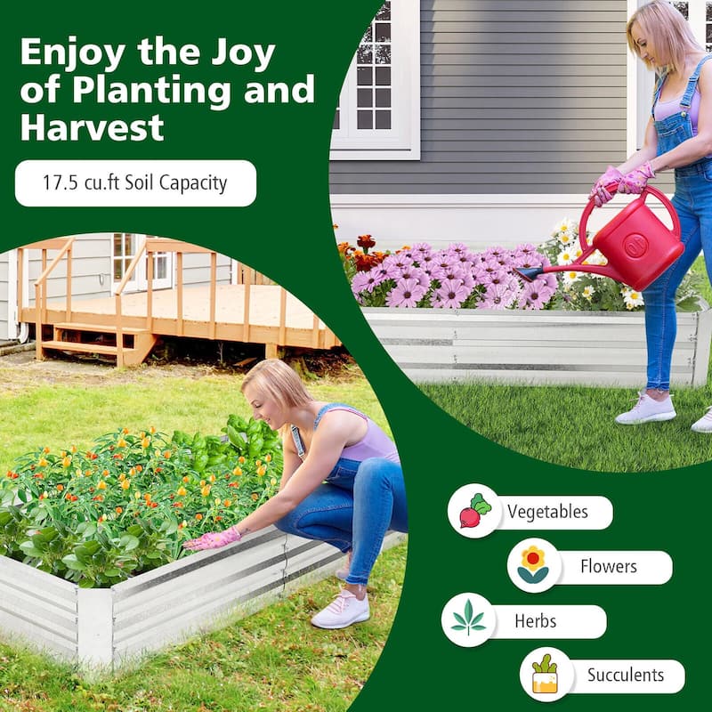 Gymax 6 x 3 x 1FT Galvanized Raised Garden Bed Heavy-Duty Elevated