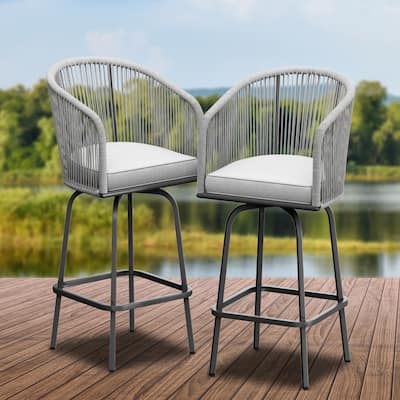 Moasis 4Pcs Patio Wicker Swivel Bar Chairs