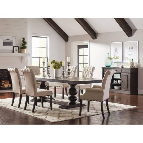 Vallerie Antique Noir and Beige 7-piece Dining Set with Removable Leaf